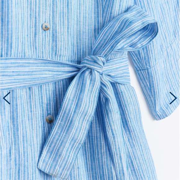 Hatley 💯 Linen Giselle Romper In French Blue Stripes - Picture 11 of 14